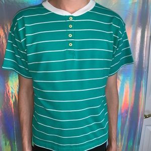 Green button down neckline T-shirt